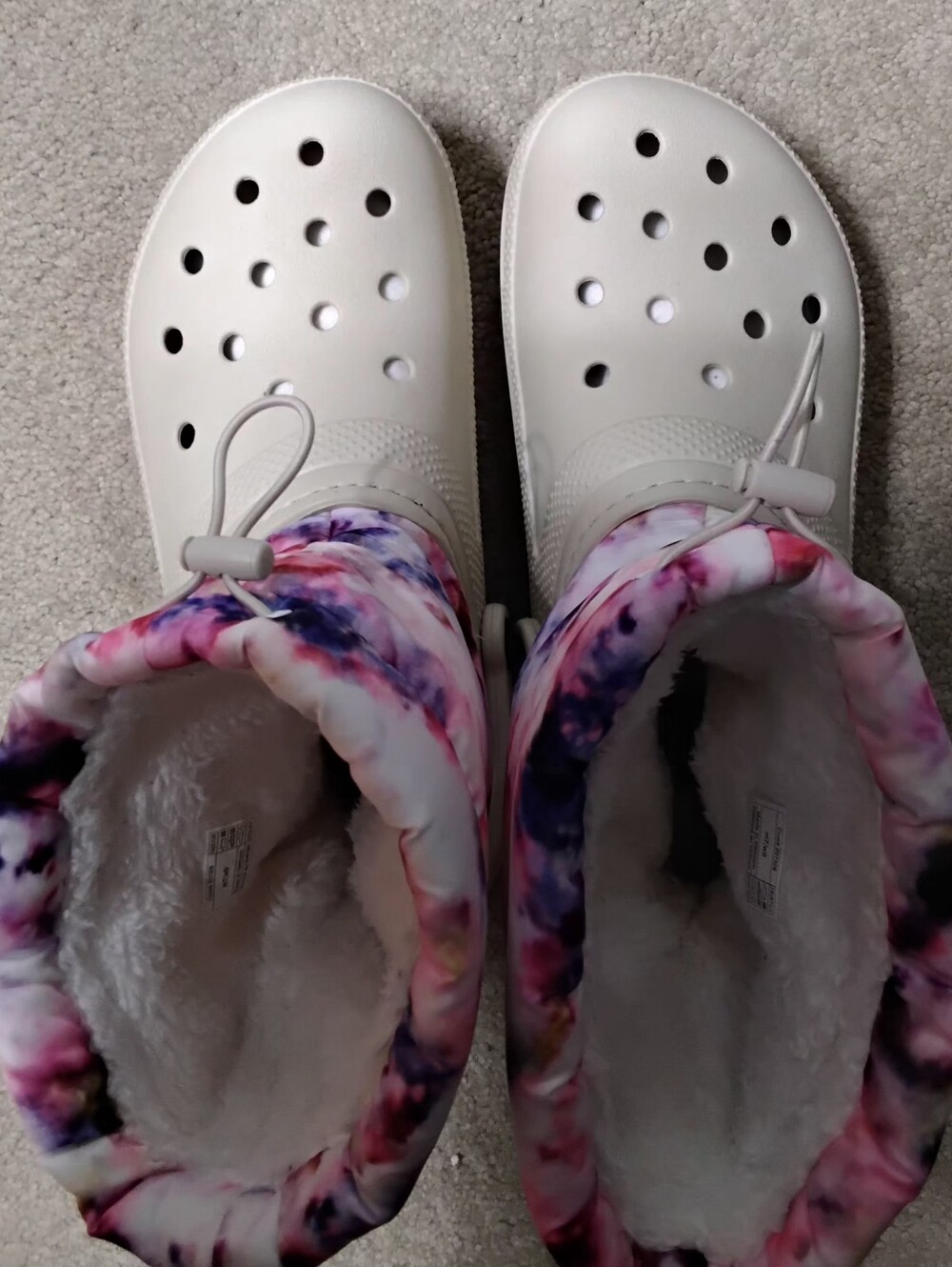 Crocs Classic Lined Neo Puff Tie Dye Boot, Beige/Pink, Women's 9/Men's 7 - Picture 7 of 11